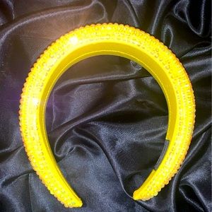 Fluffy yellow Rhinestone headband